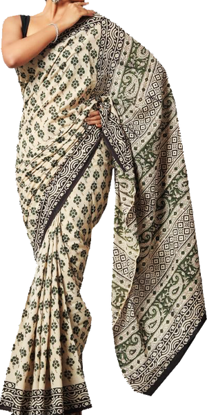 34383A - Batik cotton saree with a beautiful Attached blouse material *New Arrival*