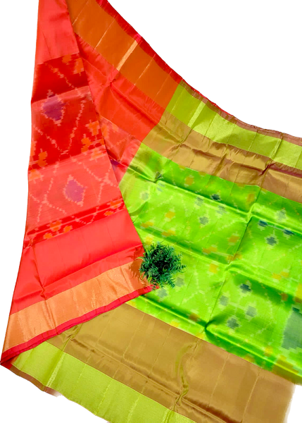 38040A - Uppada Silk saree with a beautiful Pochampally design all over - Sarees Swadeshi Boutique