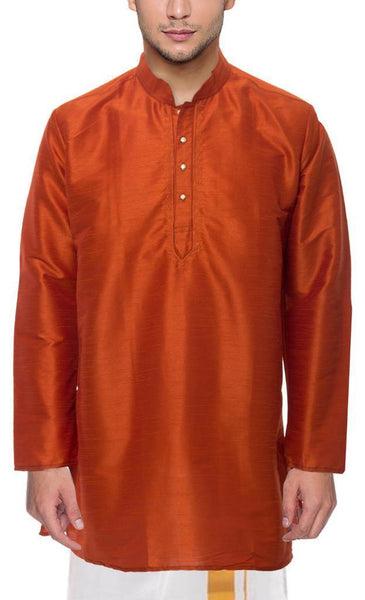 Traditional Raw Silk Kurta for men with beautiful embroidary - 91005A, Kurta - Swadeshi Boutique