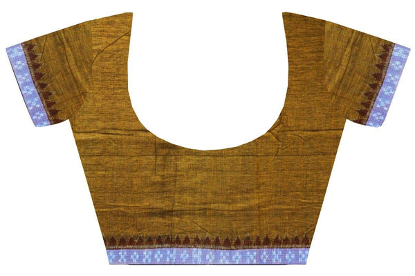 Ikkat Blouse material - Handloom Cotton with temple border - (55029A) * Sale 60% Off * - Blouse Swadeshi Boutique