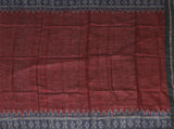 Ikkat Blouse material - Handloom Cotton[popupar] with a Temple border - Maroon & Blue (55034B) - Blouse Swadeshi Boutique