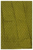Bandhani cotton Blouse material with attractive dots (Olive Green) - 65510A - Blouse Swadeshi Boutique