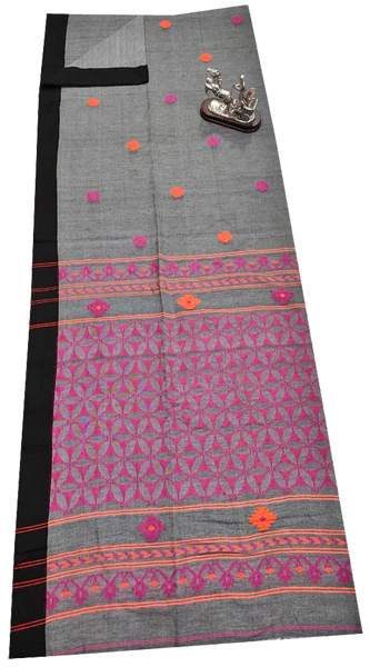 74033C - Soft cotton weaving saree with Jamdhani work in pallu & Saree (Grey) * Clearance Sale *