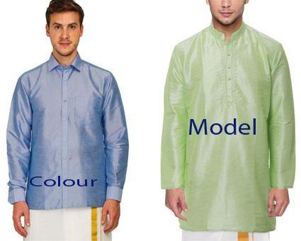 Traditional Raw Silk Kurta for men with beautiful embroidary - 91011A - Kurta Swadeshi Boutique
