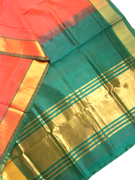 64156A - Kanchipuram Pure Silk cotton sarees with Fancy Golden Border