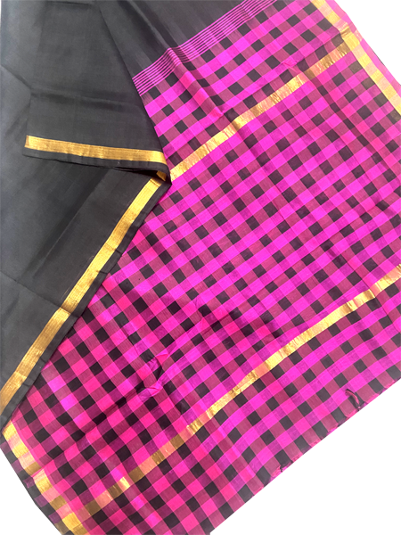 64158A - Kanchipuram Pure Silk cotton sarees with attractive pallu and Zari Border