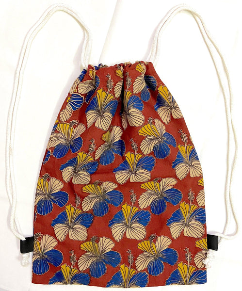 Kalamkari cotton Multipurpose Drawstring Backbag - 11001A - Accessories Swadeshi Boutique