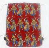 Kalamkari cotton Multipurpose Drawstring Backbag - 11008A - Accessories Swadeshi Boutique