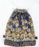 Kalamkari cotton Multipurpose Drawstring Backbag - 11009A - Accessories Swadeshi Boutique