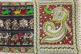 Kalamkari crepe silk saree pattern with Elephants & Pallaku -(Black)21375B *Special 40% Off * - Sarees Swadeshi Boutique