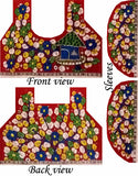 Kalamkari Cotton Blouse material with flowers & House (Red)(25006) Multi-pattern (front/back/arm) - Blouse Swadeshi Boutique