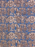 Kalamkari Crepe Silk Blouse material (Blue) - 25076C - Blouse Swadeshi Boutique