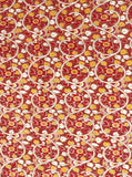 Kalamkari Cotton Blouse material with Beautiful Flourals - Red (25182B). * Sale 50% Off * - Blouse Swadeshi Boutique