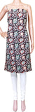 Kalamkari Cotton Salwar Tops/Kurti material with flowers - Black (26029E) - Tops Swadeshi Boutique
