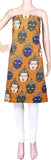Kalamkari Cotton Salwar Tops/Kurti material with Bhudha faces - Yellow (26118B) - Tops Swadeshi Boutique