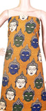 Kalamkari Cotton Salwar Tops/Kurti material with Bhudha faces - Yellow (26118B) - Tops Swadeshi Boutique