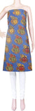 Kalamkari Cotton Salwar Tops/Kurti material with Faces - Blue (26120B) - Tops Swadeshi Boutique