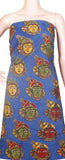 Kalamkari Cotton Salwar Tops/Kurti material with Faces - Blue (26120B) - Tops Swadeshi Boutique