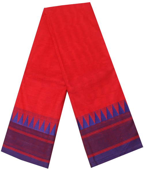 Chettinad cotton handloom saree with traditional temple border (30468B) - Sarees Swadeshi Boutique