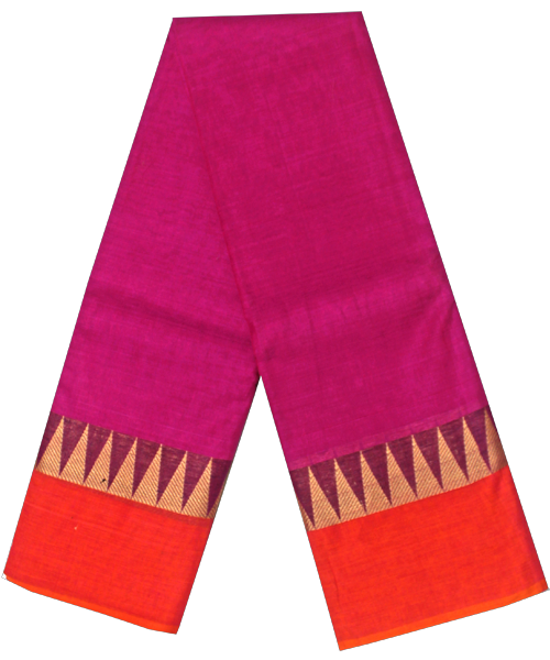 Chettinadu Handloom cotton saree with temple border (30504A) - Sarees Swadeshi Boutique