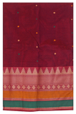 Chettinad handloom cotton saree with buta and grand pallu - Brick (30836A) - Sarees Swadeshi Boutique