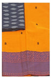 Chettinad handloom cotton saree with buta and a matching ikat blouse - Yellow (30847A) - Sarees Swadeshi Boutique