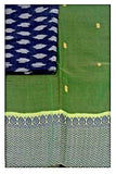 Chettinad handloom cotton saree with buta and a matching ikat blouse - green (30855A) - Sarees Swadeshi Boutique