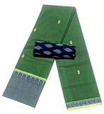 Chettinad handloom cotton saree with buta and a matching ikat blouse - green (30855A) - Sarees Swadeshi Boutique