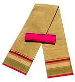 Chettinad handloom cotton saree with checked pattern and a matching ikat blouse - Tan (30858A) - Sarees Swadeshi Boutique
