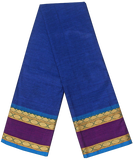Chettinad handloom cotton saree with checked pattern - Navy Blue (30866A) - Swadeshi Boutique