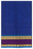 Chettinad handloom cotton saree with checked pattern - Navy Blue (30866A) - Swadeshi Boutique