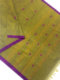 Chettinad handloom cotton saree with Buta all over body- Green (30873B)
