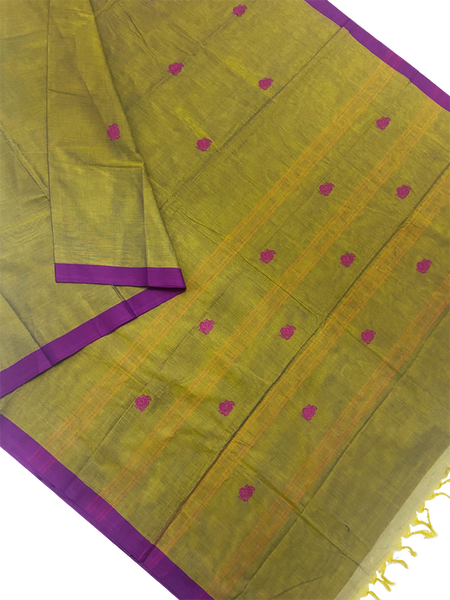 Chettinad handloom cotton saree with Buta all over body- Green (30873B)
