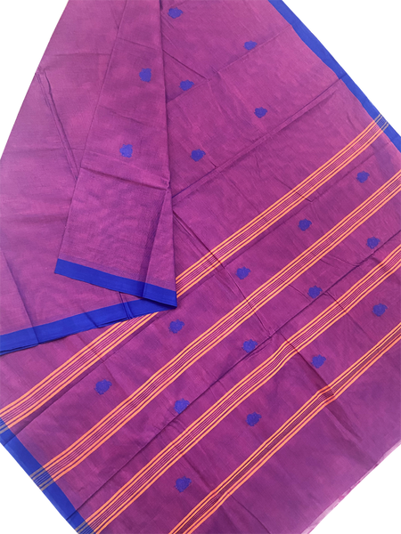 Chettinad handloom cotton saree with Buta all over body - Purple (30873C)