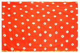 Batik cotton saree with zari border and beautiful Attached blouse material (Orange Red)- 34339A - Sarees Swadeshi Boutique