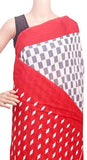 Batik cotton (soft) saree with a beautiful attached blouse material (White & Grey)- 34354A, Sarees - Swadeshi Boutique