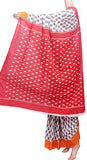 Batik cotton (soft) saree with a beautiful attached blouse material (White & Grey)- 34354A, Sarees - Swadeshi Boutique