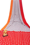 Batik cotton (soft) saree with a beautiful attached blouse material (White & Grey)- 34354A, Sarees - Swadeshi Boutique