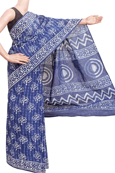 34369A - Batik cotton saree with a beautiful Attached blouse material * Sale 50% OFF * - Sarees Swadeshi Boutique
