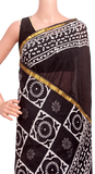 34372A - Batik cotton saree with a beautiful Attached blouse material *New Arrival* - Sarees Swadeshi Boutique