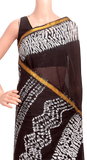 34375A - Batik cotton saree with a beautiful Attached blouse material *New Arrival* - Sarees Swadeshi Boutique