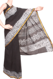 34375A - Batik cotton saree with a beautiful Attached blouse material *New Arrival* - Sarees Swadeshi Boutique