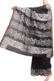 34375A - Batik cotton saree with a beautiful Attached blouse material *New Arrival* - Sarees Swadeshi Boutique