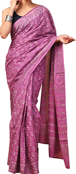 34390A - Batik cotton saree with a beautiful Attached blouse material * Clearance Sale *