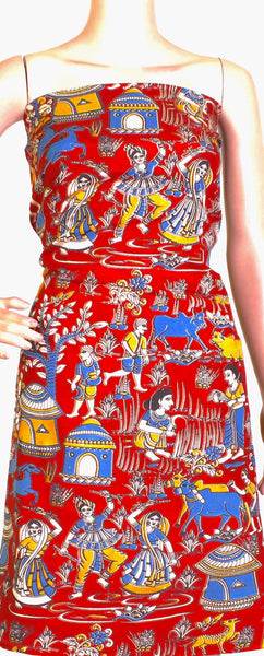 Kalamkari crepe Silk Salwar Tops/Kurti material-(36002A)*SALE 40% OFF* - Tops Swadeshi Boutique