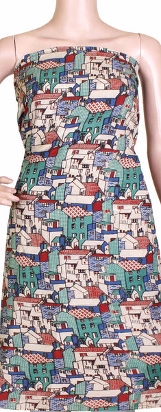 Kalamkari Crepe Silk Salwar Tops/Kurti material with Buildings (36008A) *SALE 40% OFF* - Tops Swadeshi Boutique