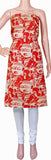 Kalamkari Crepe Silk Salwar Tops/Kurti material with Bhuddha faces - Red (36017A)*Clearance sale * - Tops Swadeshi Boutique