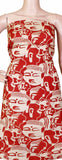 Kalamkari Crepe Silk Salwar Tops/Kurti material with Bhuddha faces - Red (36017A)*Clearance sale * - Tops Swadeshi Boutique