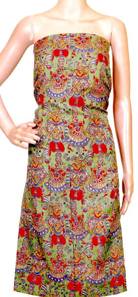 Kalamkari Crepe Silk Salwar Tops/Kurti material with Idols - (36029A) * Sale 40% Off * - Tops Swadeshi Boutique