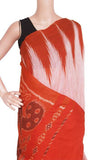 Ikat handloom cotton Saree with a temple border with a Kalamkari blouse - 37008C * Sale 30% Off * - Sarees Swadeshi Boutique
